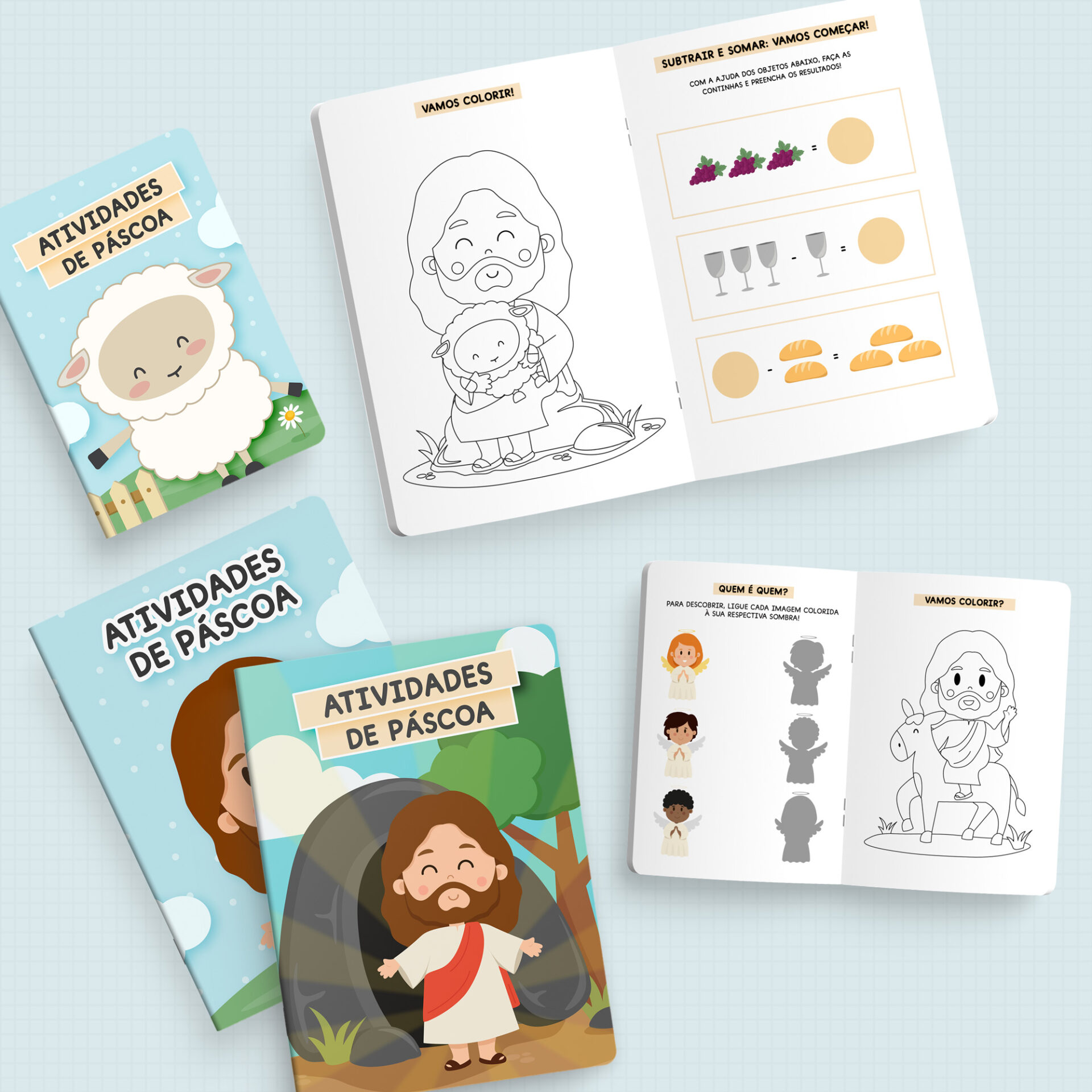 Kit Com 80 Desenhos Para Colorir Pintando Com Jesus. São 40 Folhas