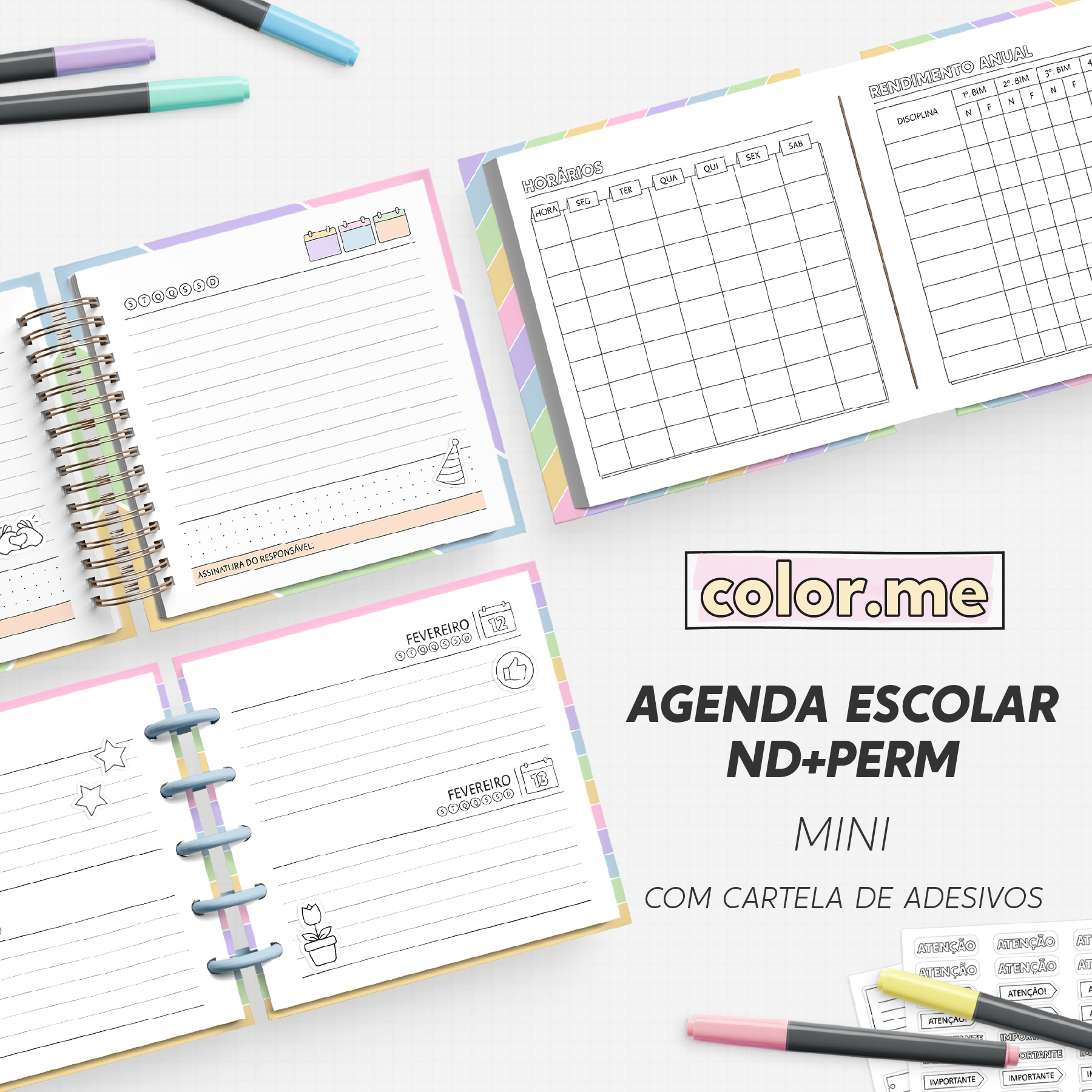 Agenda Escolar para Colorir | Color.me - Permanente/Não Datada - Mini