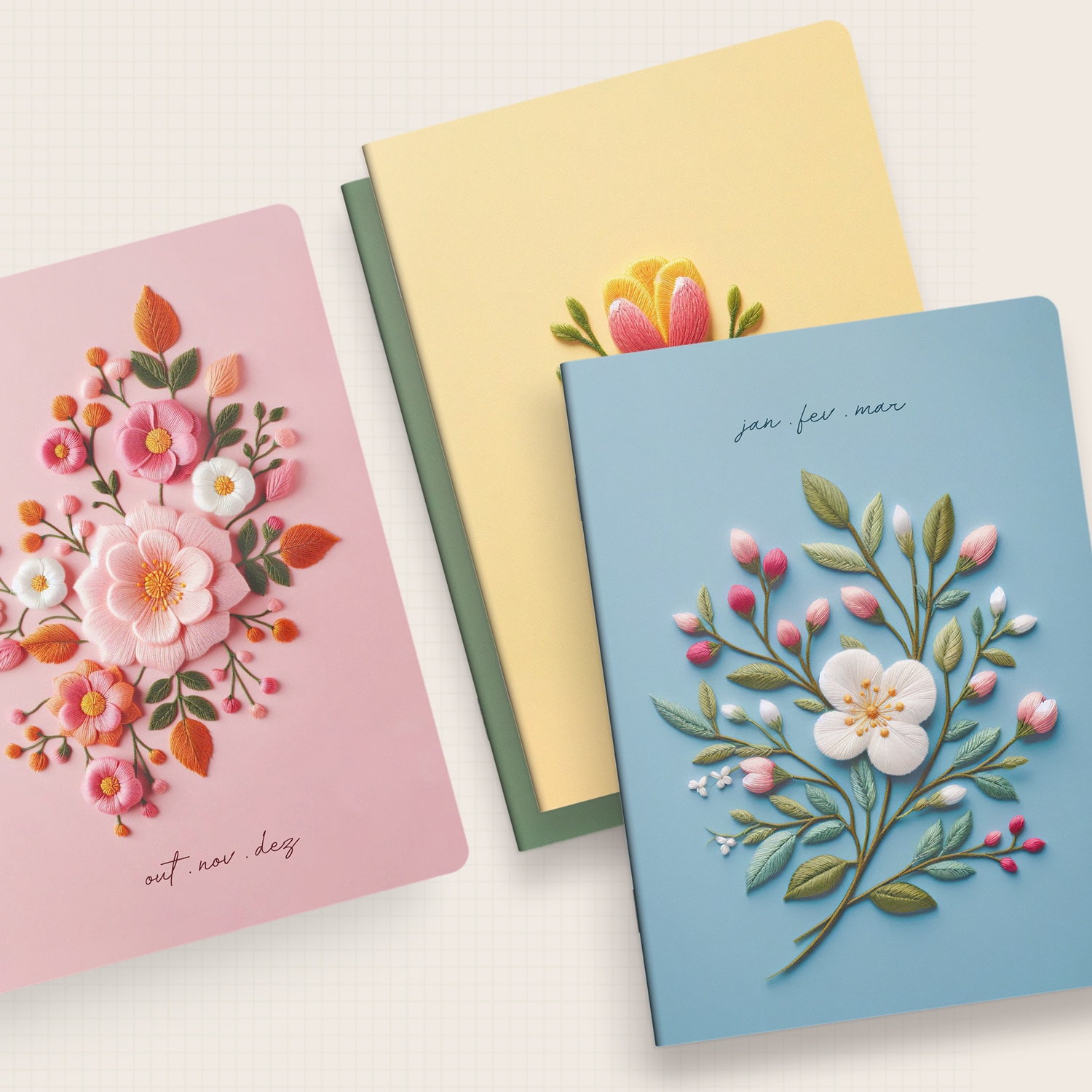 Coleção de capas Flores e Bordados Dia, versão brochura