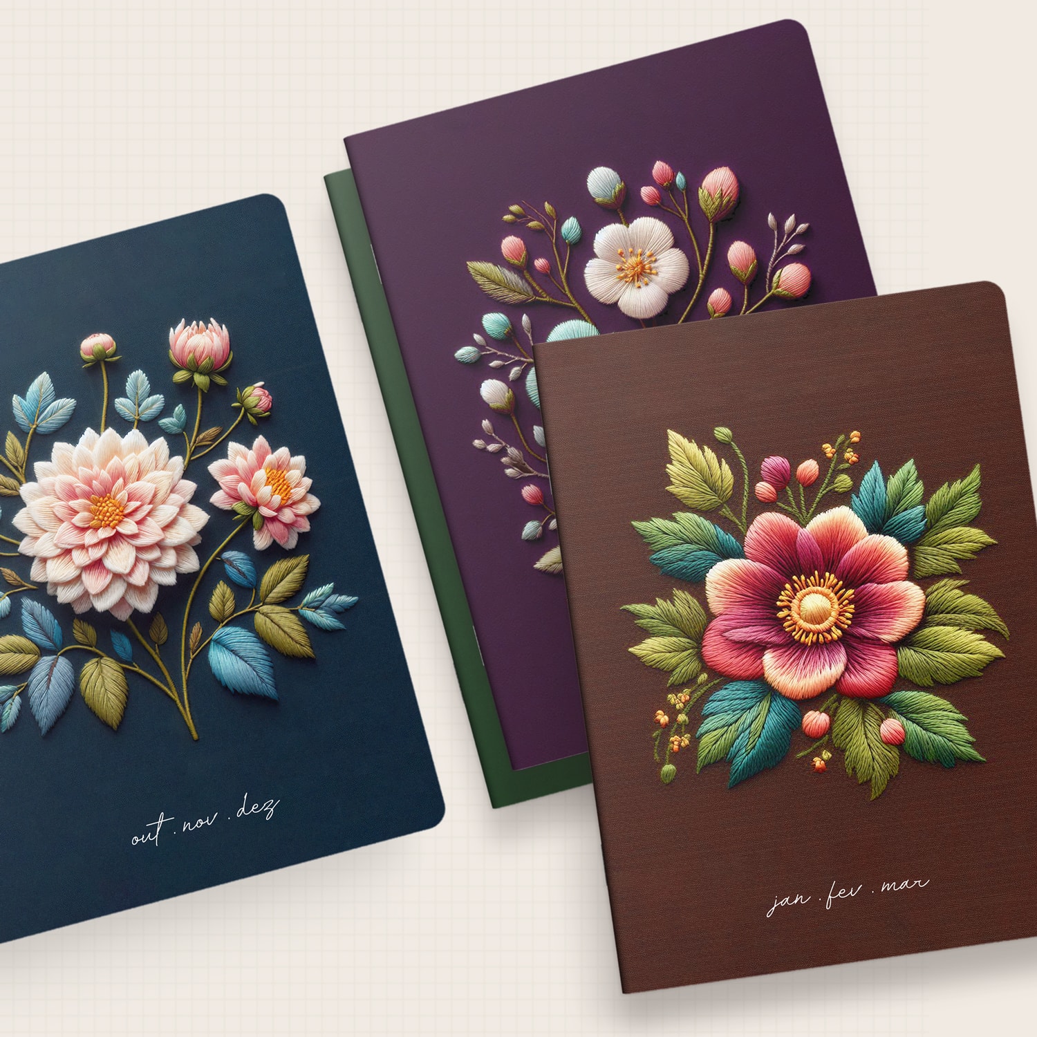 Coleção de capas Flores e Bordados Noite, versão brochura