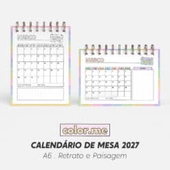 Calendário de Mesa 2027 | Color.me – A6 Retrato e Paisagem